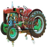 Tyre-wheeled Farm Tractor With Diesel Engine - Fiat 25r Cutaway Model Tractor Engine